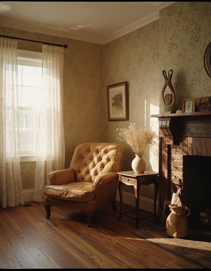 Step into a warm, nostalgic vintage farmhouse living room ba