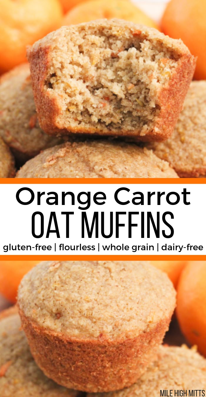 Healthy, easy Orange Carrot Oat Muffins that are made gluten