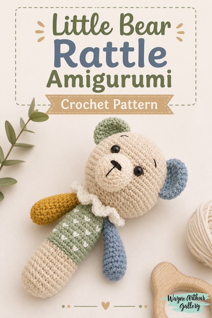 This charming crochet bear rattle is a delightful, lightweig