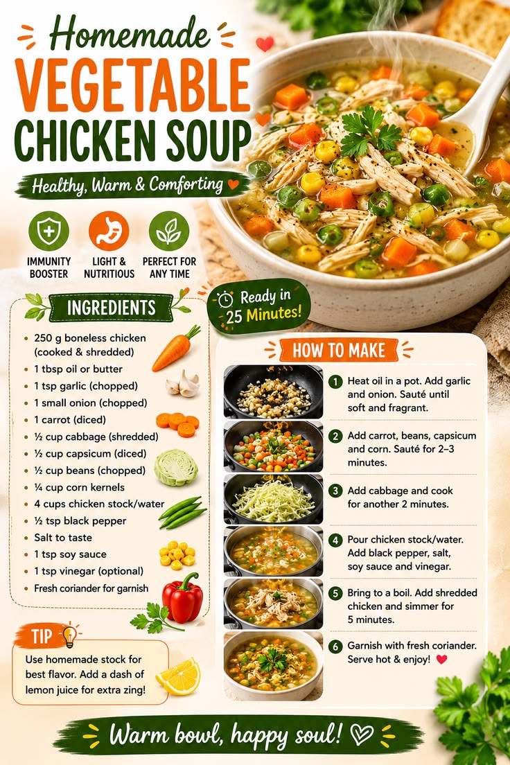 This healthy vegetable chicken soup is warm, comforting, and