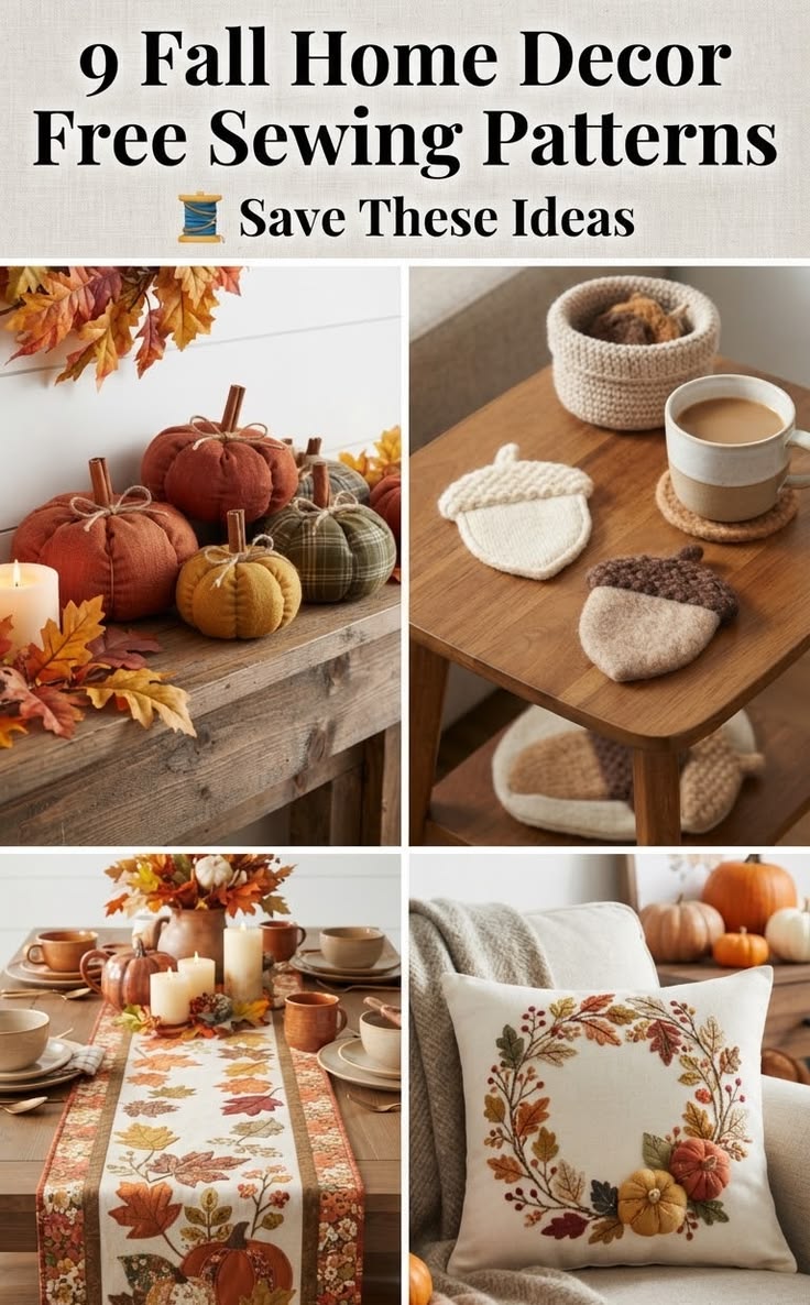 Fall Home Decor Free Sewing Patterns help create a warm seas