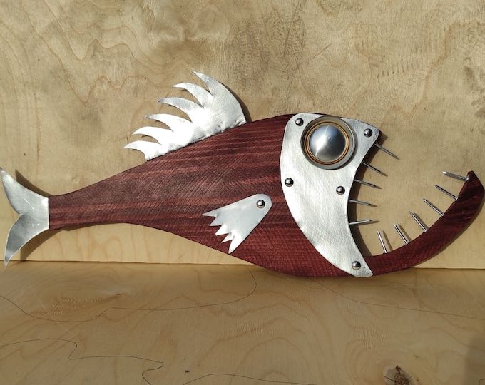 Painted fish wooden fish beach wall decor painted | Etsy