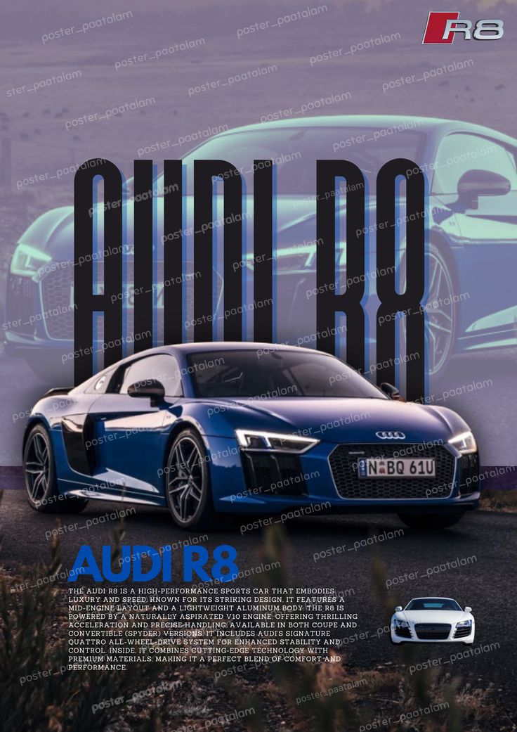 "A stunning, high-resolution poster featuring the Audi R8, c