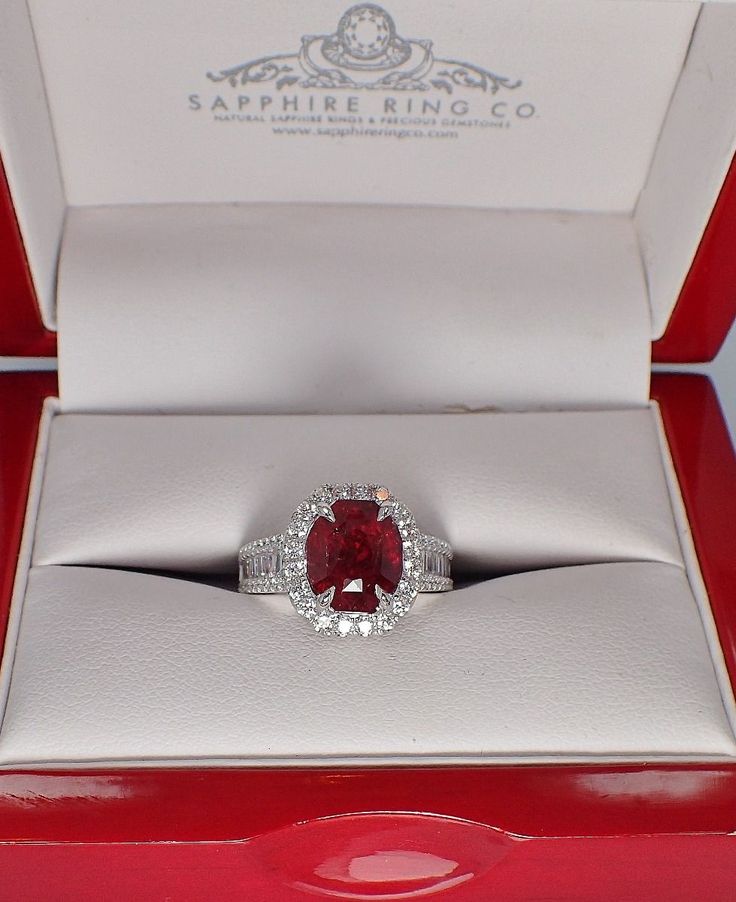 Untreated Ceylon Ruby 5.11 Ct Platinum Ring GIA Certified 64