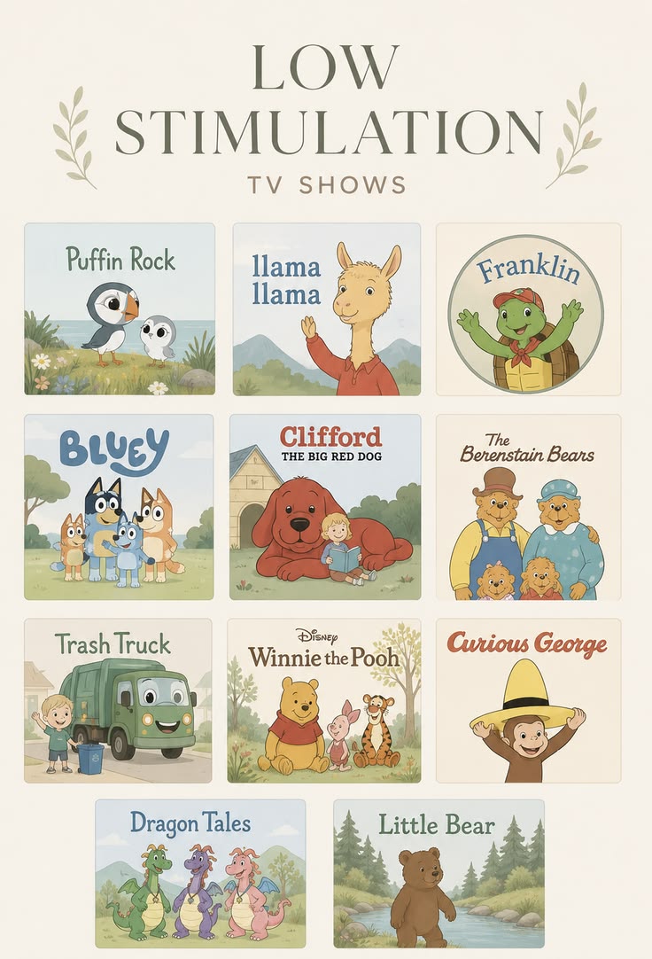 low stimulation TV shows, calm cartoons, kids TV shows, todd
