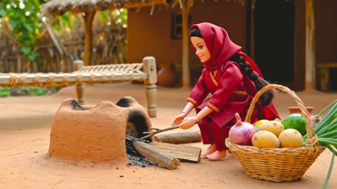 Miniature Doll Cooking Samosa ASMR 🥟 | Tiny Indian Village Kitchen | Relaxing No Talking