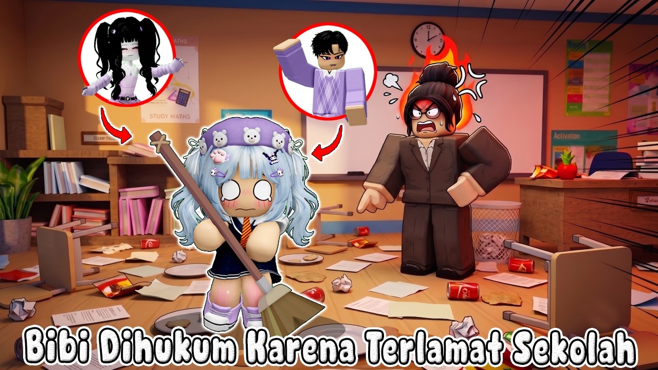 BIBI TERLAMBAT SEKOLAH & DISURU BERESIN SATU SEKOLAHAN SAMPAI KECAPEAN || BROOKHEAVEN🏡ROBLOX INDO