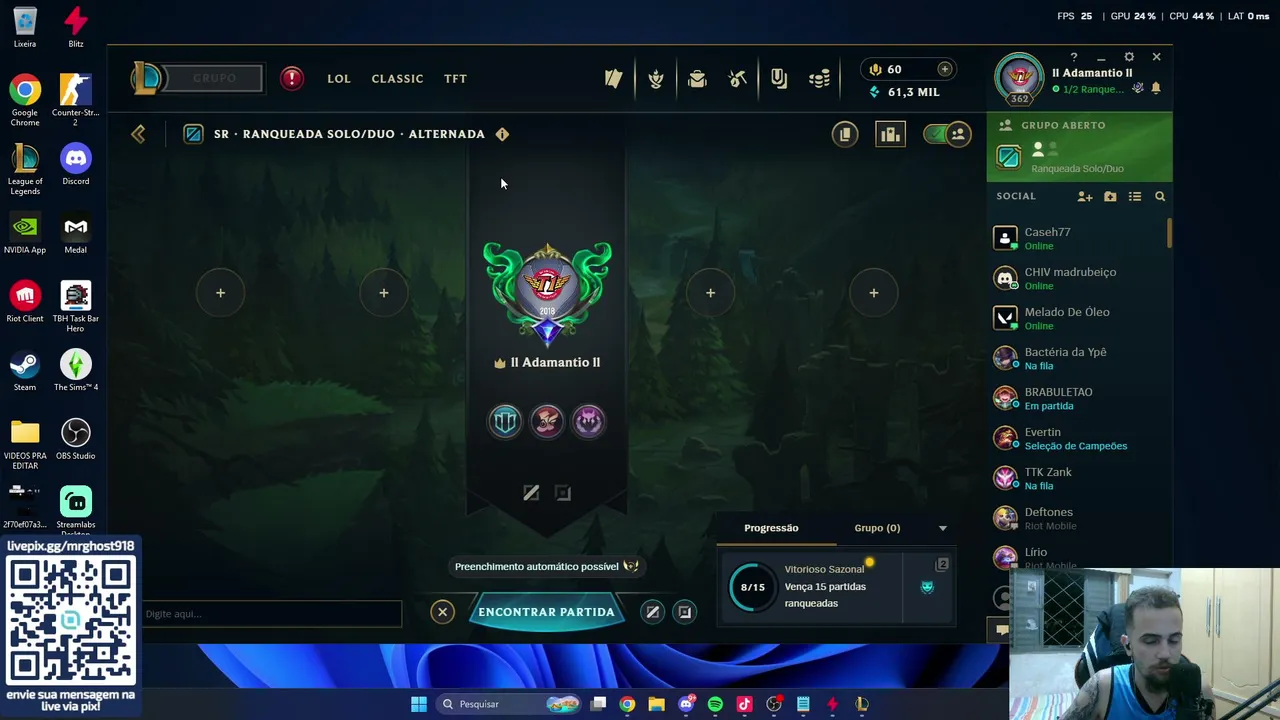 MAIS UM DIA TENTANDO SUBIR PRO PLATINA!!