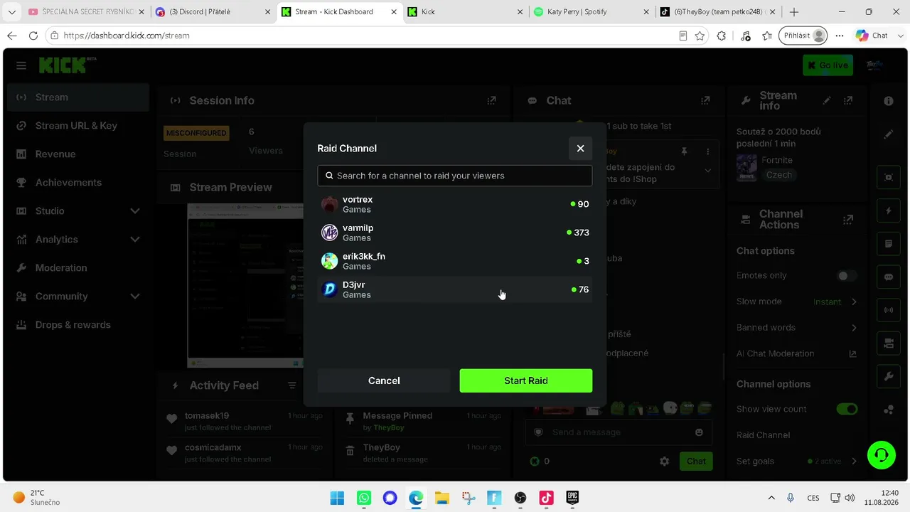 Fortnite s chatom v 12:30 točka o body do !shop